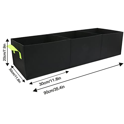 15 Gallon Grow Bags 4 Pack, 3 Compartments Rectangle Raised Planting Bags, 400g Heavy Duty Nonwoven Fabric Planter Pots for Vegetable Tomato Herb Flower Indoor Outdoor Gardening(Black) - color: Black, size: 4pcs 15gallon