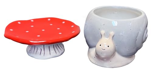 Streamline Imagined Ceramic Planter Pot - Snail & Mushroom - color: Snail & Mushroom