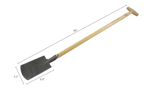 Dewit Perennial Spade – Long Handle | Compact Garden Digging Tool | T-Handle | Tempered Boron Steel Blade | Ash Wood | 38” Length