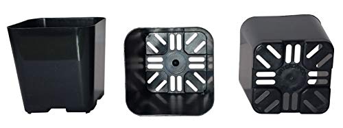500-Pack, Water Dance Square Plastic Pots for Plants, 2-Inch. Color: Black