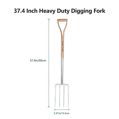 Garden Digging Fork, 37.4" Stainless Steel Garden Pitchfork