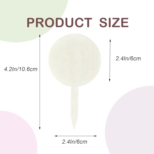 100 Pcs Wood Plant Labels, Natural Wooden Plant Marker Garden Sign Tags, Round Type Garden Markers for Succulents, Herbs, Seedlings, Potted, Flowers, Vegetables (Round) - style: Round