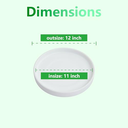 12 Inch Large Ceramic Saucer - Drainage Tray for Plant Pot (Matte White) - color: White, size: 12 Inch