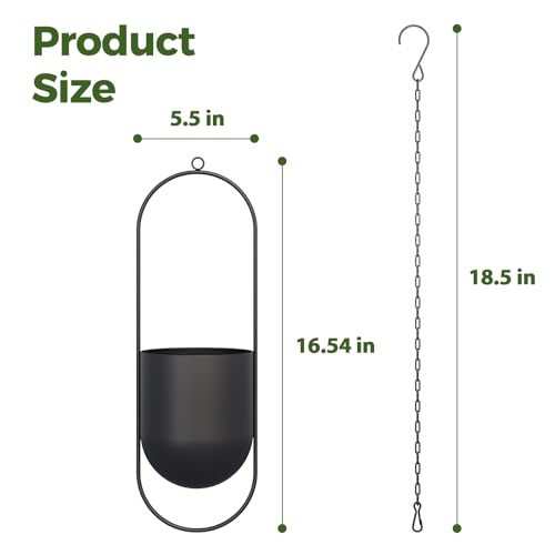Bamworld Black Hanging Planters for Indoor Outdoor Plants Metal Hanging Pot - size: 5.5 Inch