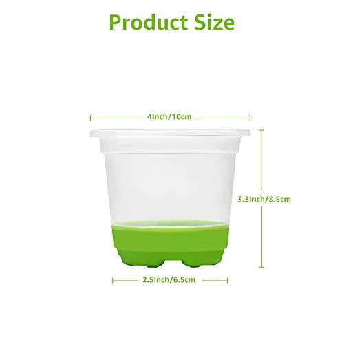 MIXC Clear Nursery Pots with Silicone Base, 4-Inch, 30-Pack - color: Green, size: 4 Inch