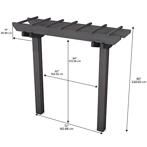 Vita Charcoal Gray Wildwood Cedar Arbor – 72" W x 90" H, Garden Arch for Climbing Plants, Wedding Ceremony & Backyard Décor, Durable Two-Post Trellis, Easy Assembly, for Parties & Celebrations