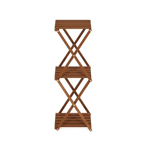 Furinno TIOMAN Outdoor Tool-Free 3-Tier Patio Table, Natural - size: 3-Tier Foldable Side Table