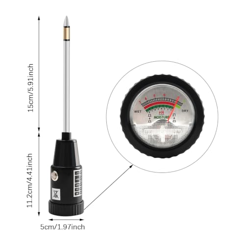 Soil pH Meter 3-in-1, Soil Moisture Meter with Light Tester for Gardening, Soil pH Tester for Plants No Battery Required, Moisture Light for Indoor Outdoor Potted Plants Lawn Farm