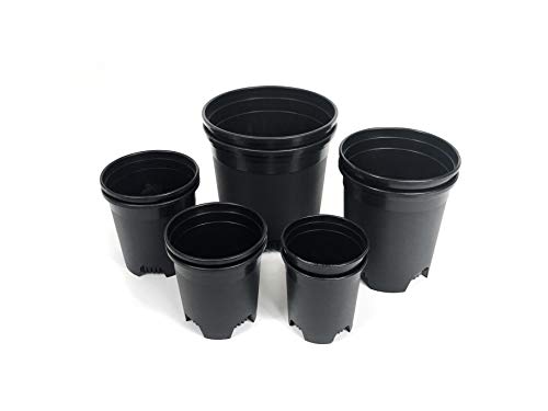 10 Pack Plastic Black Plant Pots Nursery Gardening Planters 4 in to 7.5 Inch Small Medium Plants 0.25 0.35 0.5 1 1.5 Gallon for Indoor and Outdoor Plants - color: Black, size: 10-Pack 0.25-1.5 Gal