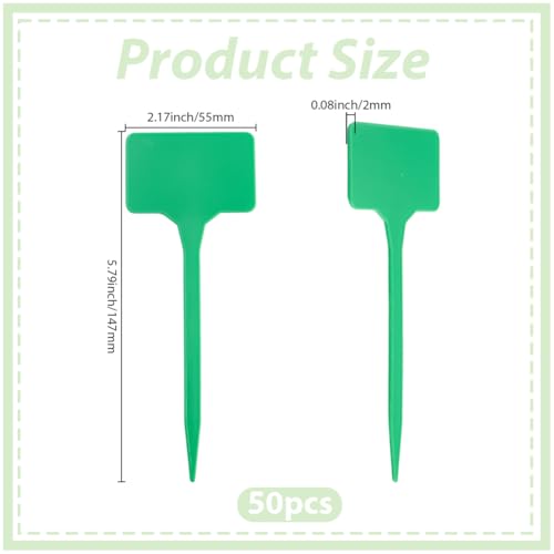 50Pcs Large Plant Label Signs Plastic Garden Markers Waterproof T-Type Garden Seedlings Flower Name Stake Marker Tags for Potted Plants Vegetable Fruit Herb Nursery Outdoor Gardening Seeding - color: Green