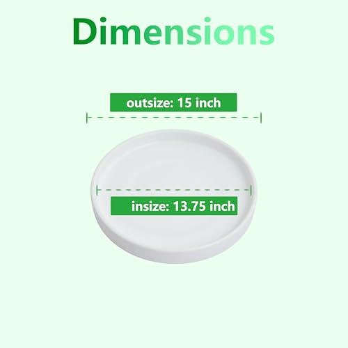 15 Inch Large Ceramic Saucer - Drainage Tray for Plant Pot (Matte White) - color: White, size: 15"