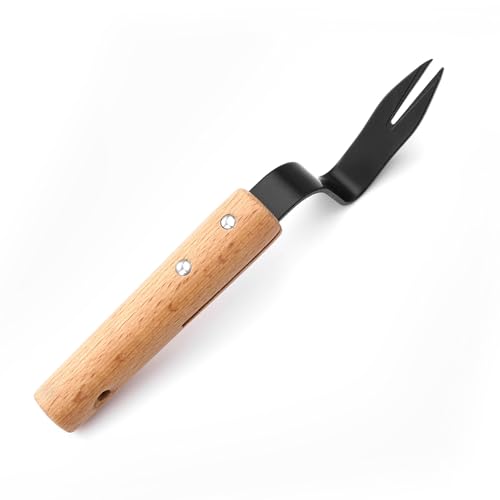 Stainless Steel Single Claw Bonsai Root Hook with Handle, Hand Weeder Tool Gardening Weed Puller Manual Weeders for Loosening Soil Root Grooming and Potted Plant Care