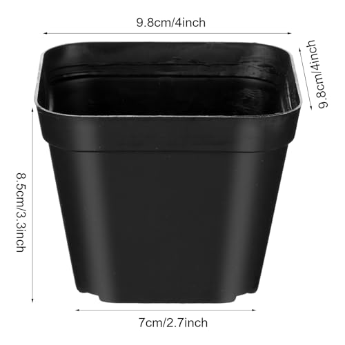 36 Pcs Nursery Pots 4 Inch, Plastic Seed Starting Pot with Drainage Holes, Sturdy Seedling pots for Planting, Succulents, Transplanting, Cuttings (Black)