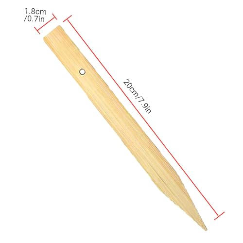 20 Pcs Wooden Garden Stakes, 7.87 inchPolished Bamboo Plant Stakes, Bamboo Garden Stake with Pre-drilled Hole, Blue & Black