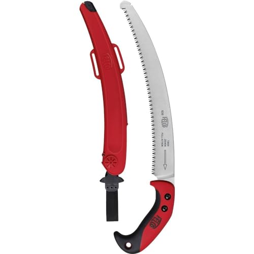 FELCO F630 Pruning Saw – Full-Stroke Pull-Cut Saw for Tree Trimming, Forestry & Outdoor Use | Tree Branch Cutter | Handsaw with Chrome-Plated 13" Blade, Ergonomic Handle, Locking Sheath with Belt Loop - size: 13 in (Curved)
