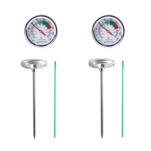 5 Inch Soil Thermometer (2 Pack), Stainless Steel, Waterproof, Easy-to-Read - size: 5''(2Pack)