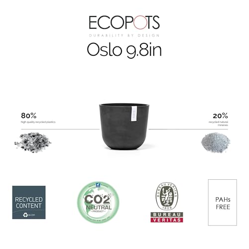 Ecopots Oslo Round Flower Planter, White Grey, 17.75" - color: White Grey, size: 17.5"