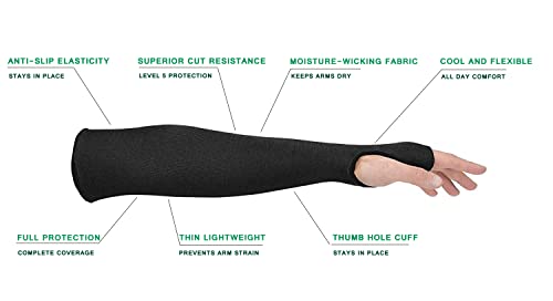 5 Pairs Protective Arm Sleeves, Level 5 Protection Cut Resistant Sleeve with Thumb Hole (Black) - color: 5 Pairs Cut Sleeves