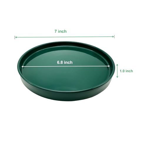 Yukfona Ceramic Plant Saucer Tray 2 Pcs 7 Inch Green, 7" OD x6.8 ID x0.9 Deep| Fits Flower pots Bottom≤ 6.8", Heavy Duty Glazed Round Planter Drip with Catch Basin for Indoor Outdoor Plants - color: Green, size: 7in 2pack