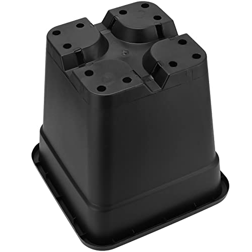 MOUYAT 5 Pack 5 Gallon Large Square Nursery Pots with Saucers, 12 x 12 Inch Black Plastic Plant Nursery Pots Garden Planter for Planting Flowers - color: Black, size: 5 Pack 5 Gallon