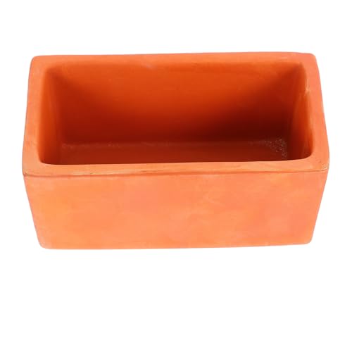SEWACC Rectangular Terracotta Planter, Small Clay Pot with Drainage Hole, Rustic Flower Container for Succulent and Cactus Plants, Sturdy Indoor Windowsill Garden Pot
