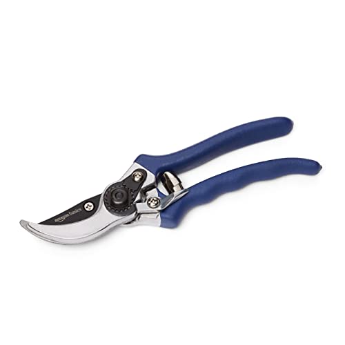 Amazon Basics Professional Bypass Pruning Shears, Garden Clippers, 8-inch Steel Hand Pruners, Rust Resistant with Ergonomic Non-Slip Grip for Trimming Plants and Cutting Flowers, Blue - size: 8-inch