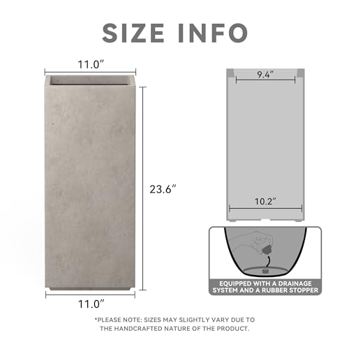 Kante Accent Column Square Weathered Concrete Planter 23.6" H, Outdoor - color: Buff Concrete, size: 23.6" H