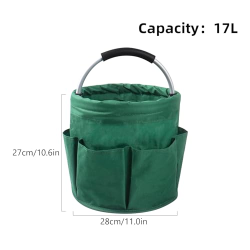 Klmnop Garden Tool Bag, Foldable Gardening Bags for Tools, Garden Tool Organizer with 6 Pockets, Garden Tote Bag for Indoor and Outdoor Use(Green) - style: Green
