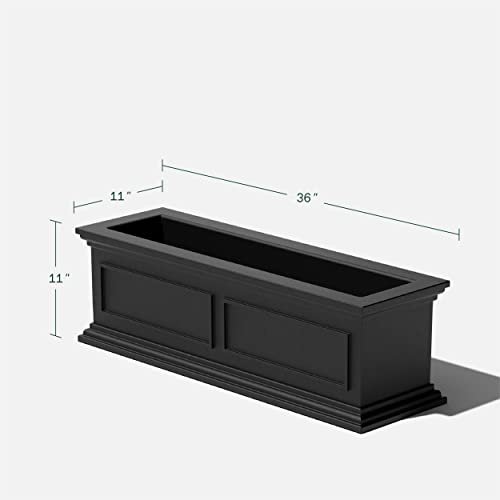 Veradek Brixton Series Window Box Planter - Rectangular Outdoor Planter - color: Black, size: 11"H x 11"W x 36"L