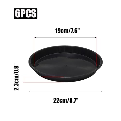 6 Pack 8 Inch Black Plant Saucers Plastic Drip Trays for Pots - color: Black, size: 8 Inch