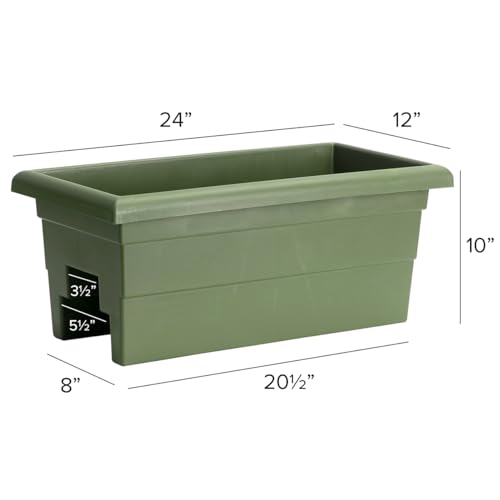 Root & Vessel Countryside Railing Planter Box, 24 Inch, Sage - color: Sage, size: 24 Inch