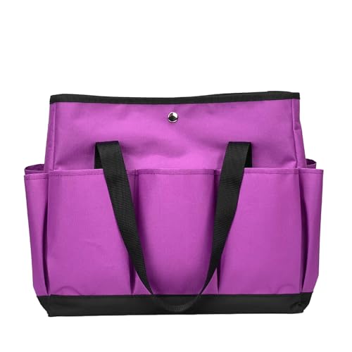 Garden Tool Bag with Interior Exterior Side Pockets, Gardening Tote Bag for Garden Plant Tool Set Store Content Bag, 8 Storage Pockets (Purple) - color: Purple