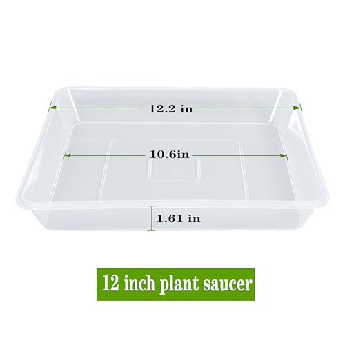 LWALRS Square Plant Saucer 12 Inch 5 Pack, Strong Clear Plastic Flower Plant Pot Saucer, Square Planters for Indoors and Outdoors Plants, Garden Plant Saucers for Pots Plant Trays. - color: Clear, size: 12"(5 pack)