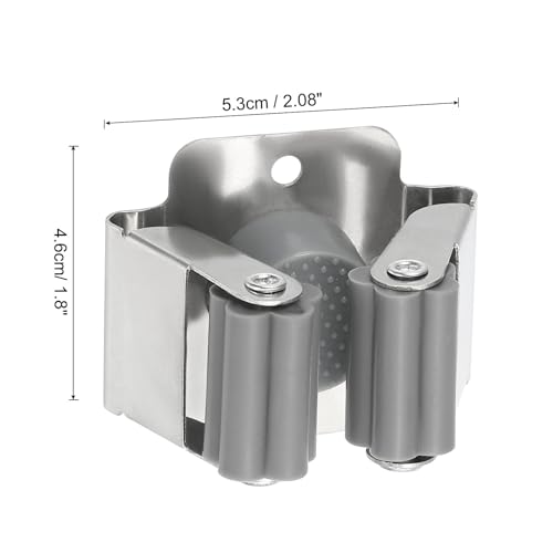 PATIKIL Broom and Mop Holder, 12 Pack Wall Mounted Stainless Steel Mop Hanger Heavy Garden Tool Organizer Rack Hanging Clips with Screws for Home Garage, Grey - color: Grey