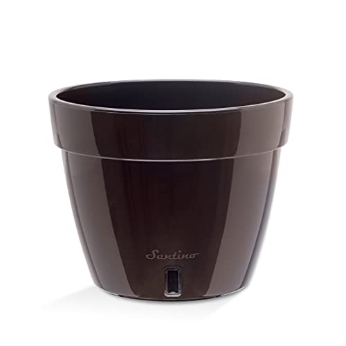 Santino AST 7.9 Inch Self Watering Planter Black-Gold/Black - Set of 3 for Indoor Plants - Premium Quality Plastic Pot with Water Level Indicator for All House Herbs, African Violets and Dahlias - color: Black-gold/Black - Set of 3, size: 7.9-Inch