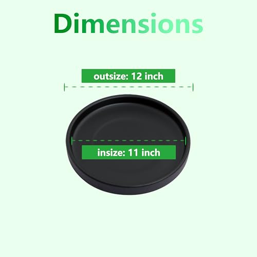 12 Inch Large Ceramic Saucer - Drainage Tray for Plant Pot (Matte Black) - color: Black, size: 12 Inch