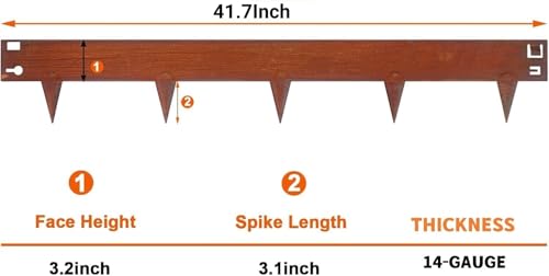 6 Pack Corten Steel Landscape Edging, 41" L × 6" H Garden Border - color: Rusted, size: 6.3 Inch