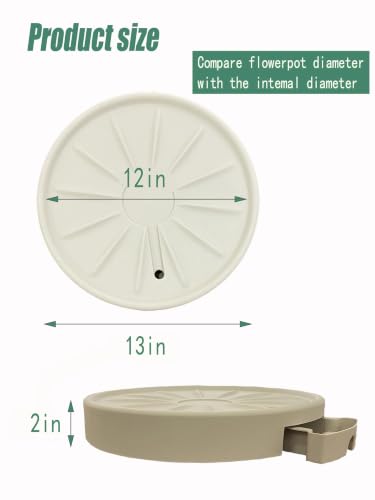 Plant Caddy with Wheels 13" Heavy Duty Drainage Tray (Beige 1pcs) - color: Beige