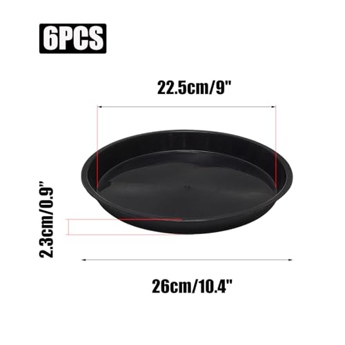 6 Pack 10 Inch Black Plant Saucers Plastic Drip Trays for Pots - color: Black, size: 10 Inch