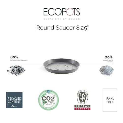 Ecopots Round Planter Saucer, Grey, 8" - color: Gray, size: 8.25"