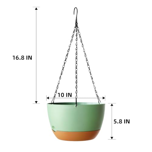 Hanging Planters, 3 Pack, Self-Watering, 10 Inch, Green - color: Green, size: 10 Inch