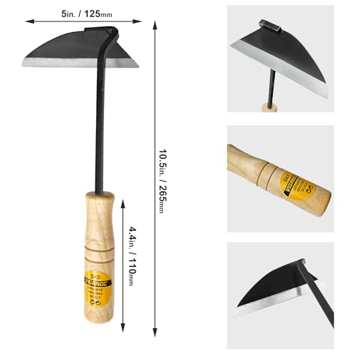 Japanese Wide Blade Garden Tool - Premium Quality Hand Hoes/Weeding Sickle is Very Sharp for Quick Work - size: Short Handle