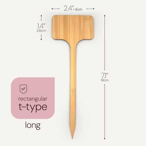 Bamboo Plant Labels & Garden Tags | 7" Long T-Type | 50 pcs - size: Long (7")