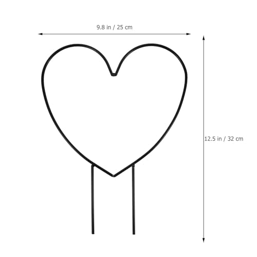 2 Pack Heart Shaped Trellis for Climbing Plants Indoor, Decorative Metal Wire Potted Plant Support for Garden, Rust-Proof Small Vine Trellis, Black