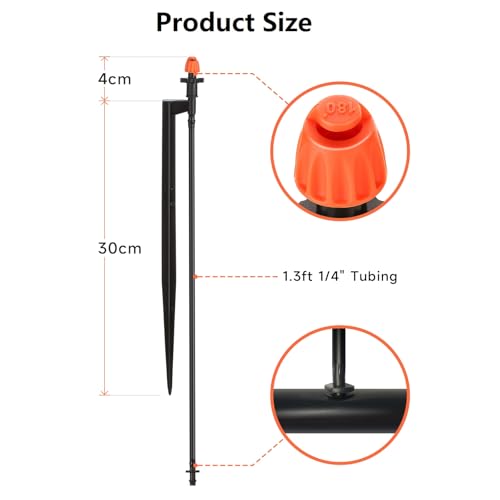 180 Degree Drip Irrigation Sprinkler Heads with 12 Inch Stakes 20 Set - size: 20 Set 180° Drip Emitters