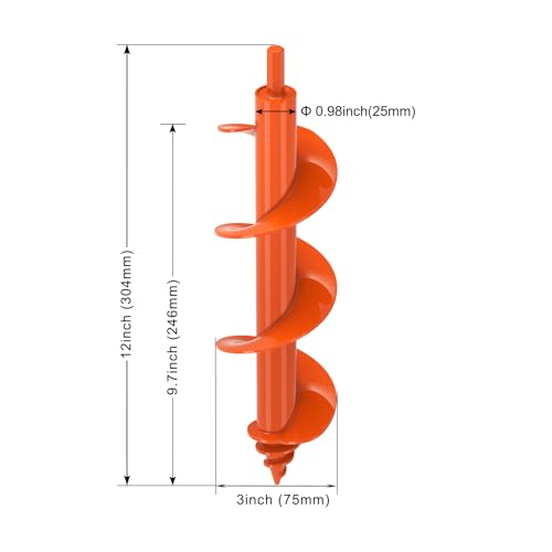 Insaga Threaded Auger Drill Bit Pro, 3''x 12'' Garden Auger with Self-Tapping Screw & Reinforced Weld, 3MM Heavy Duty Spiral Drill Bit for Drill, for Bulbs Flowers Plants Post Hole Digger - size: 3x12''
