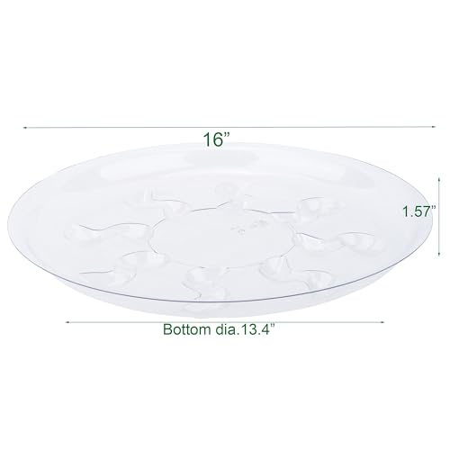 6 Pack Heavy Duty Clear Plastic Plant Saucer Drip Trays for pots,Large Planter Drainage Tray Flower Pot Saucer Water Drainage Tray (16 inch) - size: 16 inch