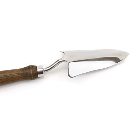 Burpee 13" Stainless Steel Transplanter | Durable Long Lasting Garden Tool | Leather Wrist Strap 5" Handle, 10 Year Warranty - color: Walnut, style: Transplanter