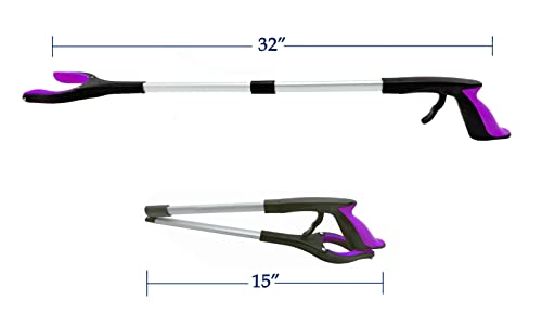 Reacher Grabber Tool 32 Inch 2-Pack, Foldable Trash Picker Grabber, Trash Gripper, Garden Nabber, Litter Picker, Extended Grabber(Purple/Blue) - color: Purple/Blue
