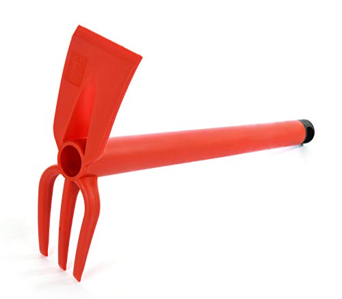 Mintra Garden Tool Set, 4-Piece Heavy Duty Gardening Tools, Includes Cultivator, Trowel, Shovel & Rake, Durable Poly Material & Non-Slip Handle, Planting, Potting, Yard Work, Landscaping – Red - color: Red